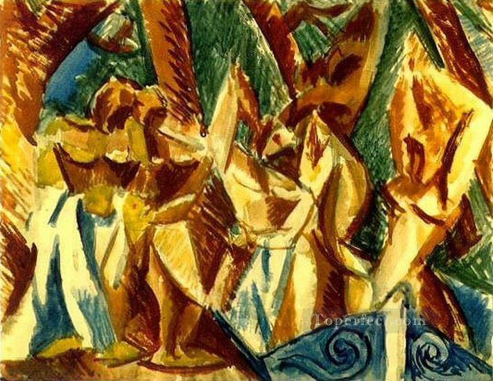 Cinq femmes 2 1907 Cubismo Pintura al óleo